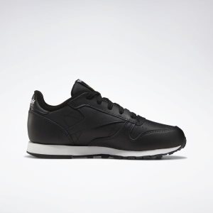 Adidasy Dziecięce Reebok Classic Leather Czarne/Białe/Głęboka Zielone Żółte PL 62KCWXE